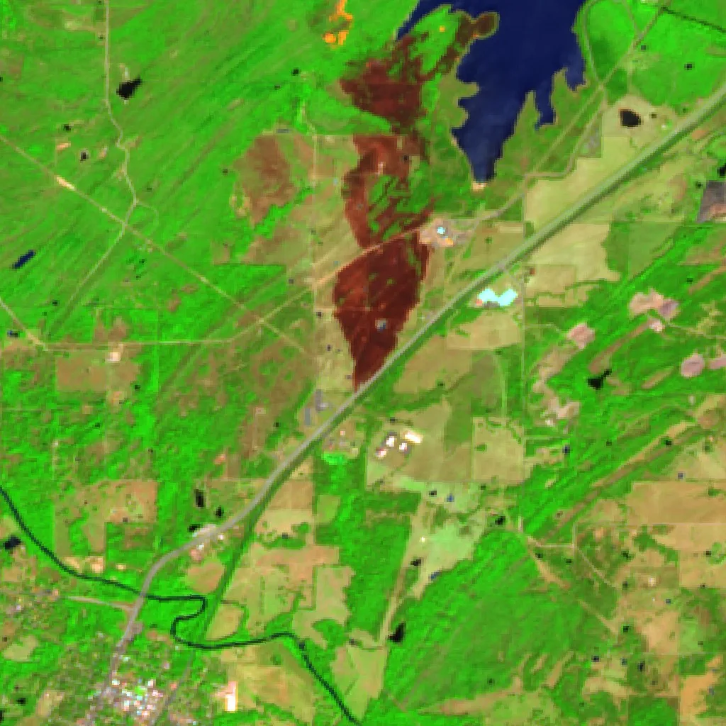 Incendio Atoka Lake (Oklahoma) — Sentinel-2 SWIR (fuego)