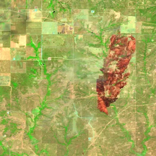 Incendio Black Kettle (Oklahoma) — Sentinel-2 SWIR (fuego)