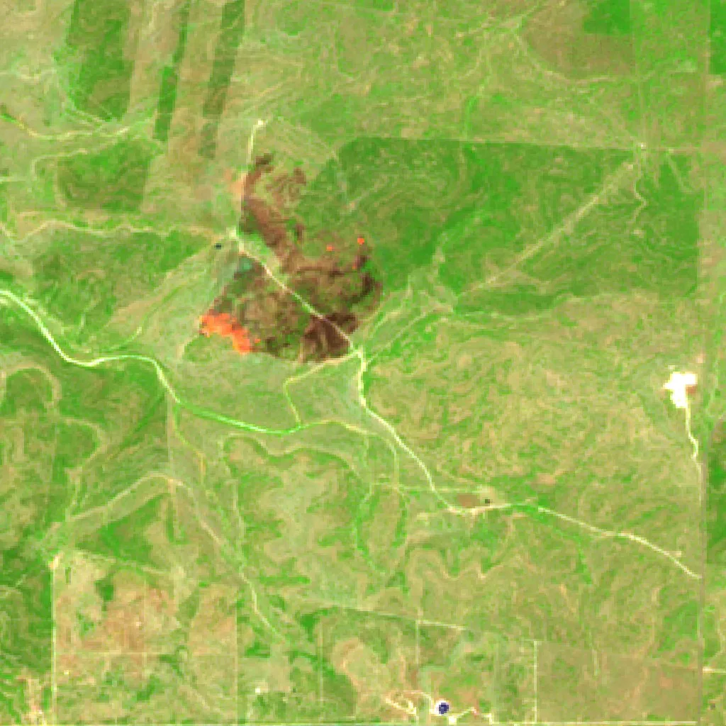 Bundy Fire (Texas) — Sentinel-2 SWIR (fuego)