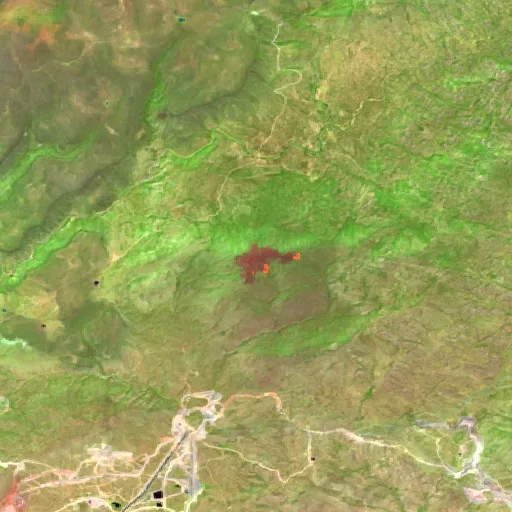 Incendio Campwood (Arizona) — Sentinel-2 SWIR (fuego)