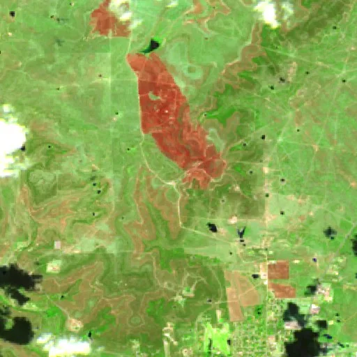 Casey Lake Fire (Texas) — Sentinel-2 SWIR (fuego)