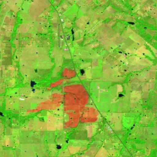 Corky Fire (Texas) — Sentinel-2 SWIR (fuego)
