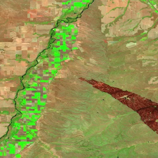 Davis Coulee Fire (Montana) — Sentinel-2 SWIR (fuego)