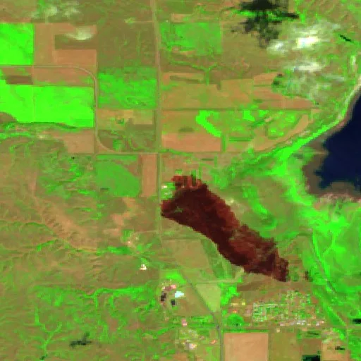 Hwy 1806 Fire (North Dakota) — Sentinel-2 SWIR (fuego)