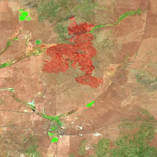 Incendio Oxley (Nevada) — Sentinel-2 SWIR (fuego)