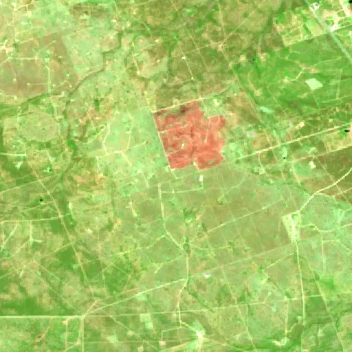 Pena Creek Fire (Texas) — Sentinel-2 SWIR (fuego)