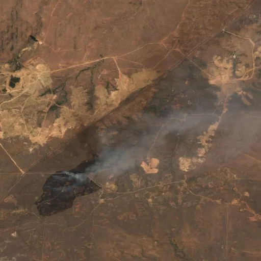Round Up Fire (TX) — Sentinel-2 true color