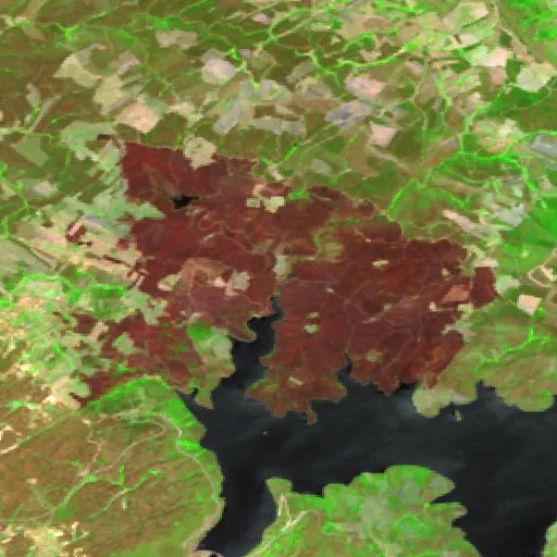 Wildfire near Adeganha e Cardanha (PT) — Sentinel-2 SWIR (fuego)