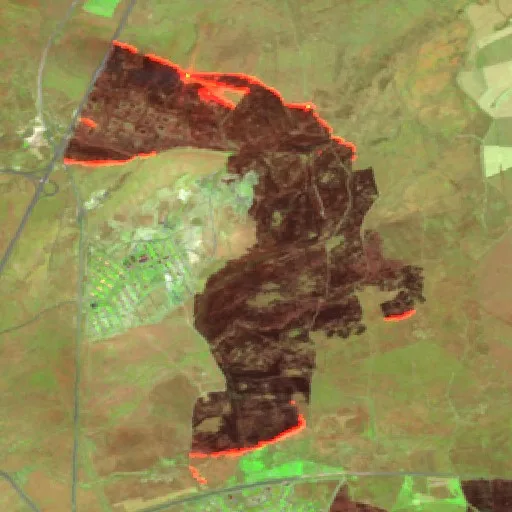 Incendio cerca de Aghdam District — Sentinel-2 SWIR (fuego)