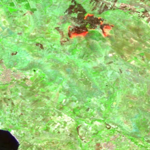 Wildfire near Agrigento — Sentinel-2 SWIR (fuego)