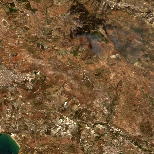 Wildfire near Agrigento — Sentinel-2 true color