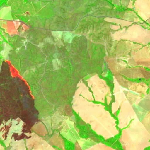 Wildfire near Água Boa (Sep 21) — Sentinel-2 SWIR (fuego)