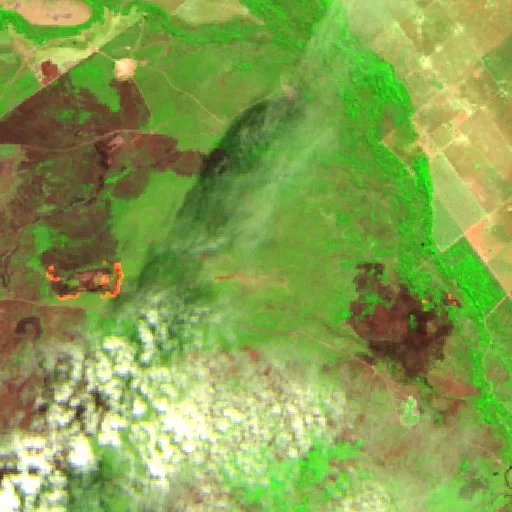 Wildfire near Água Boa — Sentinel-2 SWIR (fuego)