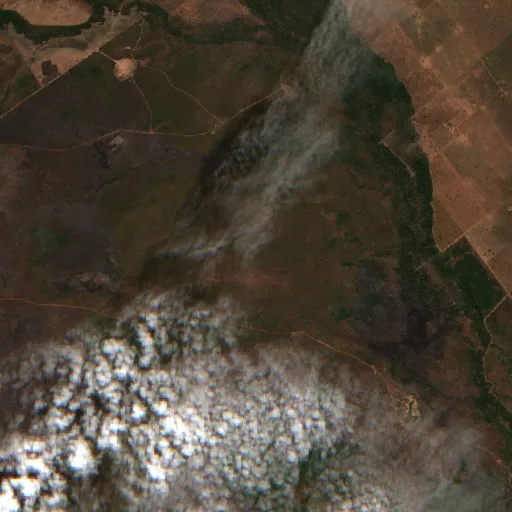 Wildfire near Água Boa — Sentinel-2 true color