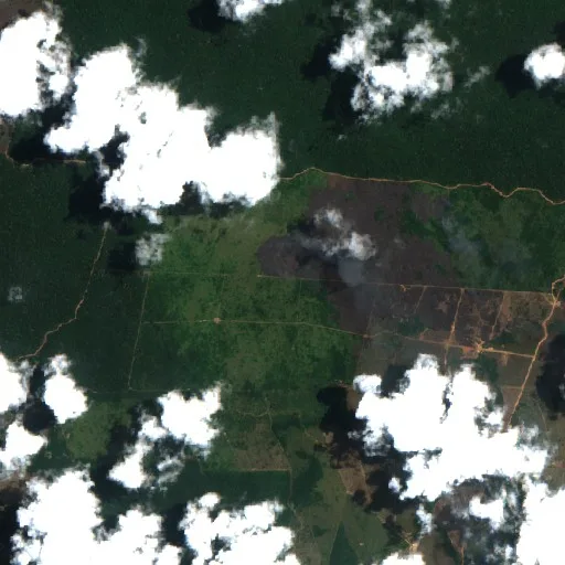 Wildfire near Água Preta (Oct 4) — Sentinel-2 true color