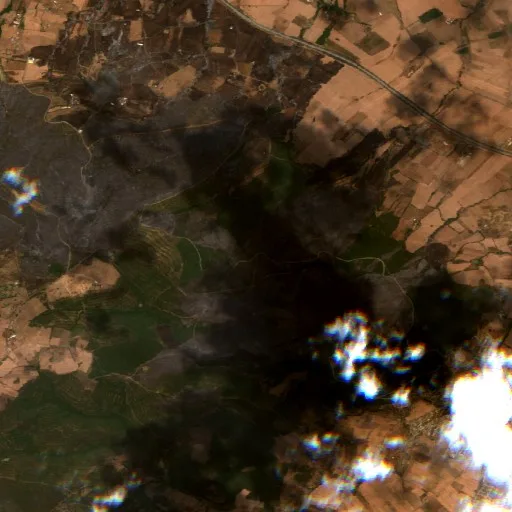 Wildfire near Ahmed Bel Hadj — Sentinel-2 true color