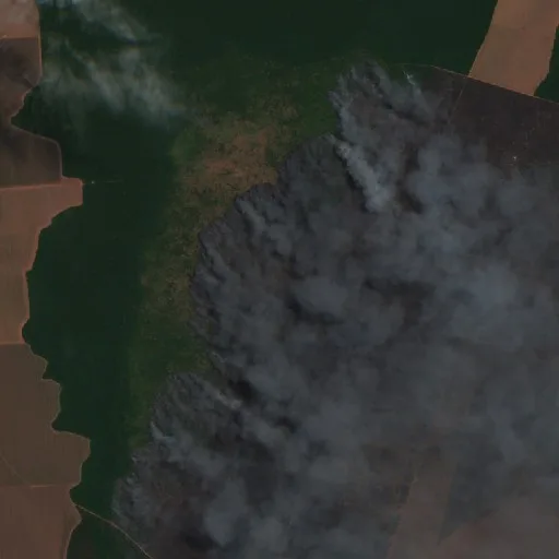 Wildfire near Aldeia Bacaeri (Oct 9) — Sentinel-2 true color