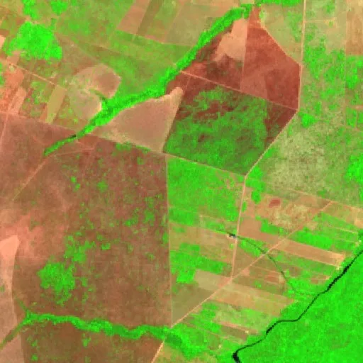 Incendio cerca de Aldeia Bacaeri (15 ago) — Sentinel-2 SWIR (fuego)
