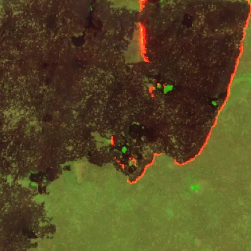 Incendio cerca de Aldeia Pimentel Barbosa — Sentinel-2 SWIR