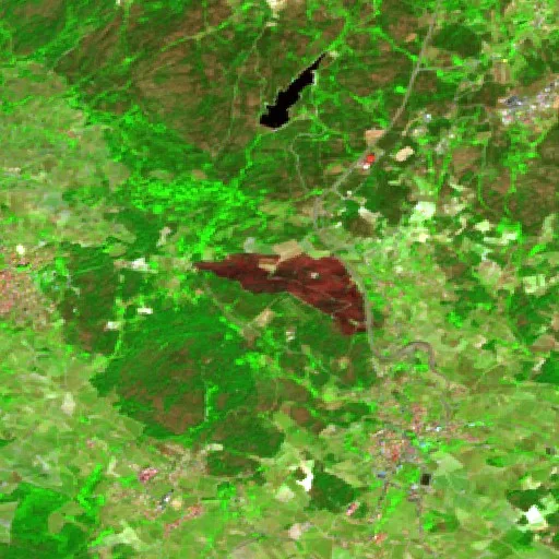 Incendio cerca de Alijó (19 ago) — Sentinel-2 SWIR (fuego)