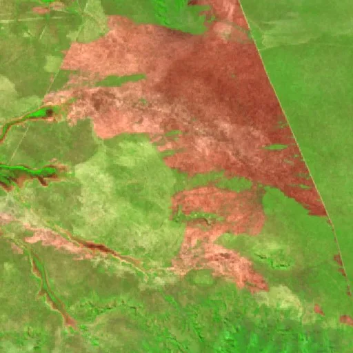 Wildfire near Alto Parnaíba (Jul 23) — Sentinel-2 SWIR (fuego)