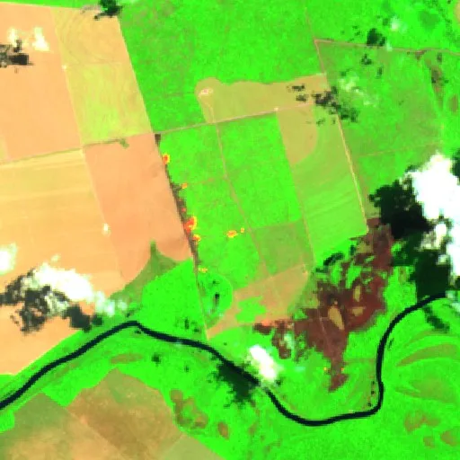 Wildfire near Analândia do Norte (Sep 27) — Sentinel-2 SWIR (fuego)