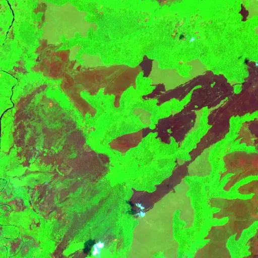 Incendio cerca de Angoram Village (12 oct · E) — Sentinel-2 SWIR (fuego)