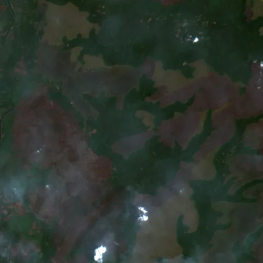 Incendio cerca de Angoram Village (12 oct · E) — Sentinel-2 true color