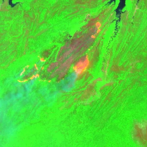 Wildfire near Anori (Oct 7) — Sentinel-2 SWIR (fuego)