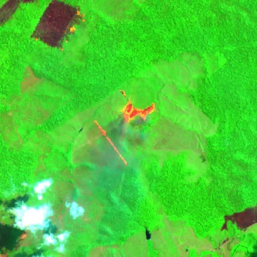 Incendio cerca de Apuí (27 ago) — Sentinel-2 SWIR (fuego)