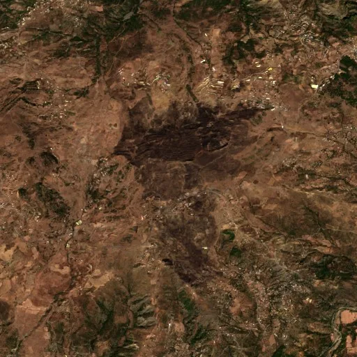 Wildfire near Arbatache — Sentinel-2 true color