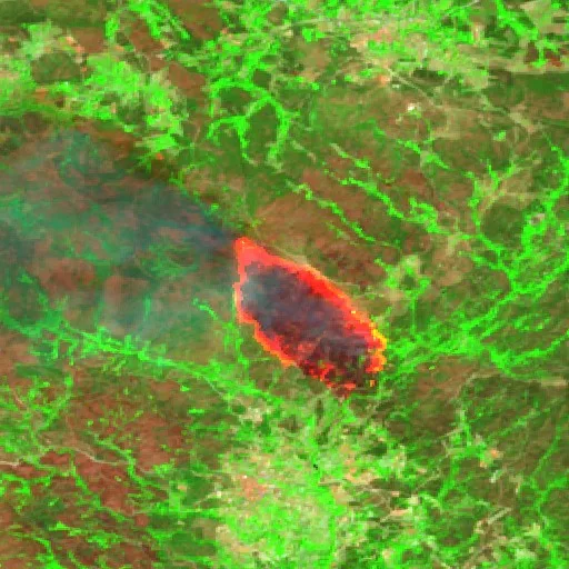 Wildfire near Ardãos e Bobadela — Sentinel-2 SWIR (fuego)