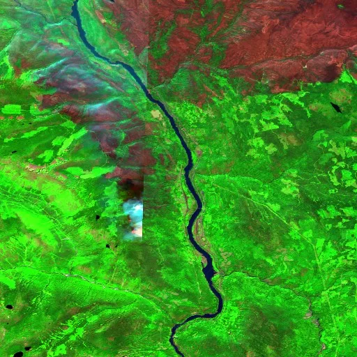 Incendio cerca de Area A (Boston Bar/North Bend/Canyon Alpine) (Jul 2) — Sentinel-2 SWIR (fuego)
