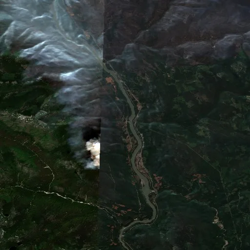 Incendio cerca de Area A (Boston Bar/North Bend/Canyon Alpine) (Jul 2) — Sentinel-2 true color