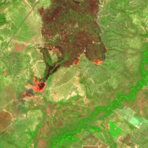 Wildfire near Arinos — Sentinel-2 SWIR (fuego)