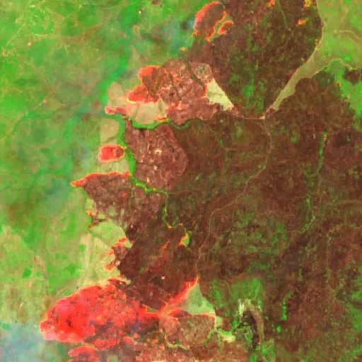 Wildfire near Arraias (Oct 1) — Sentinel-2 SWIR (fuego)