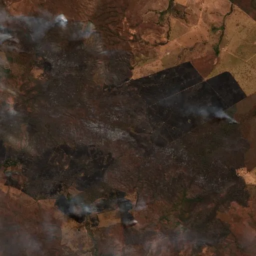 Incendio cerca de Arraias (7 ago) — Sentinel-2 true color