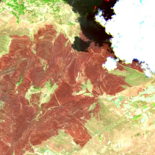 Wildfire near Azails — Sentinel-2 SWIR (fuego)