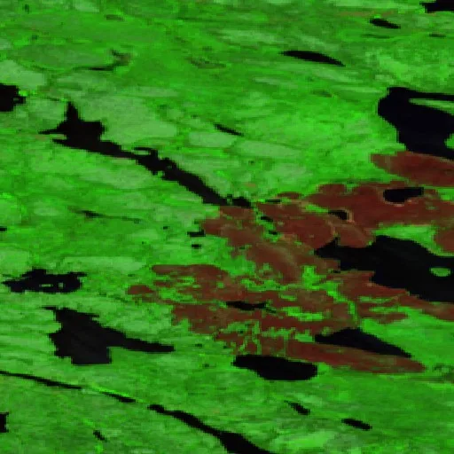 Wildfire near Baie-d'Hudson (Jul 1) — Sentinel-2 SWIR (fuego)