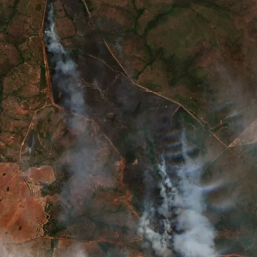 Wildfire near Baliza — Sentinel-2 true color
