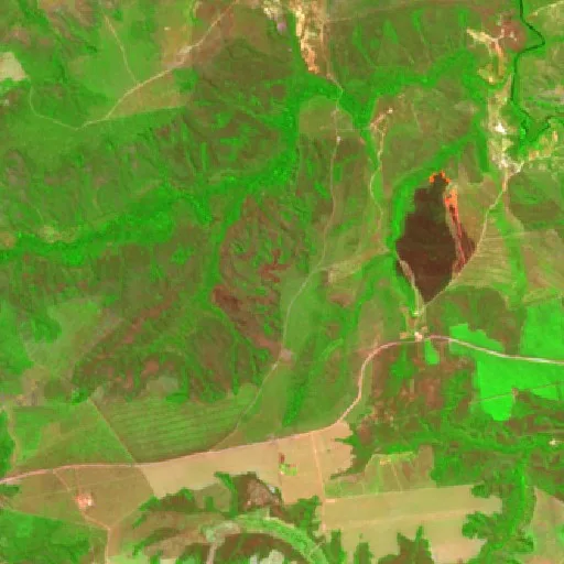 Wildfire near Balsas (Aug 1) — Sentinel-2 SWIR (fuego)
