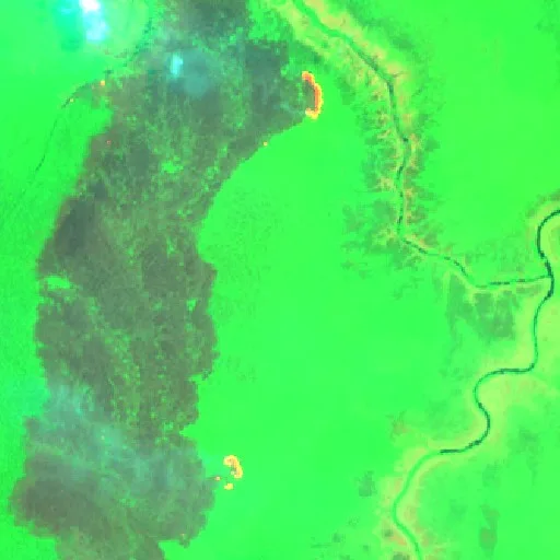 Wildfire near Banyuasin II (Sep 21) — Sentinel-2 SWIR (fuego)