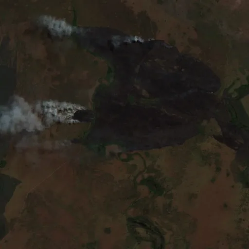 Wildfire near Barreira da Cruz — Sentinel-2 true color