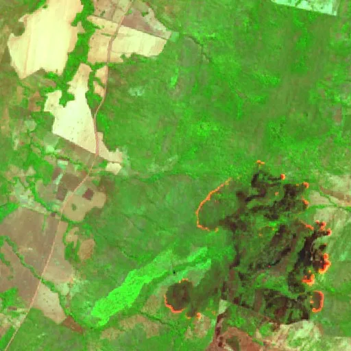 Wildfire near Barro Alto (Aug 24) — Sentinel-2 SWIR (fuego)