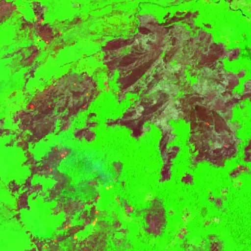 Wildfire near Bogia District (Oct 12) — Sentinel-2 SWIR (fuego)