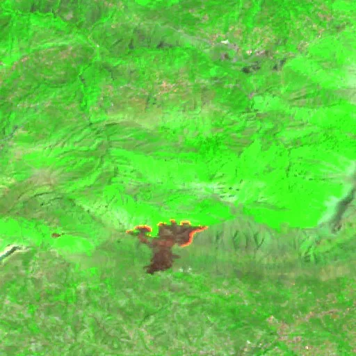 Wildfire near Boukhelifa — Sentinel-2 SWIR (fuego)