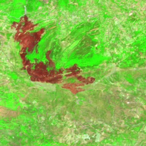 Wildfire near Boussif Ouled Askeur — Sentinel-2 SWIR (fuego)