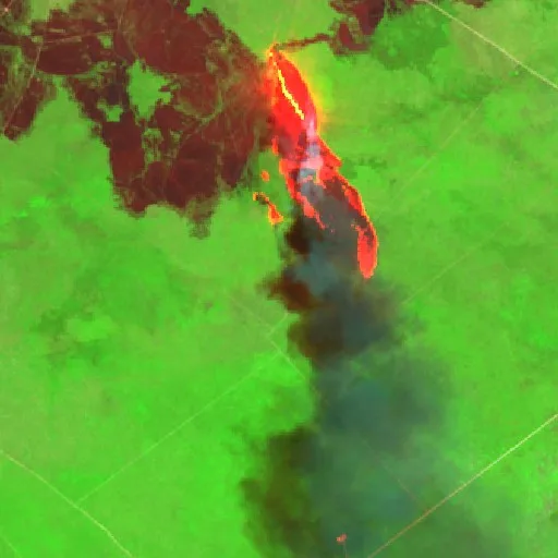 Wildfire near Brejolândia — Sentinel-2 SWIR (fuego)