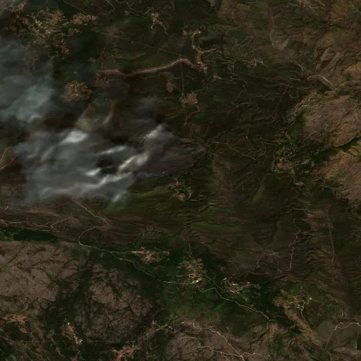 Wildfire near Cabreiros e Albergaria da Serra (Aug 18 #2) — Sentinel-2 true color