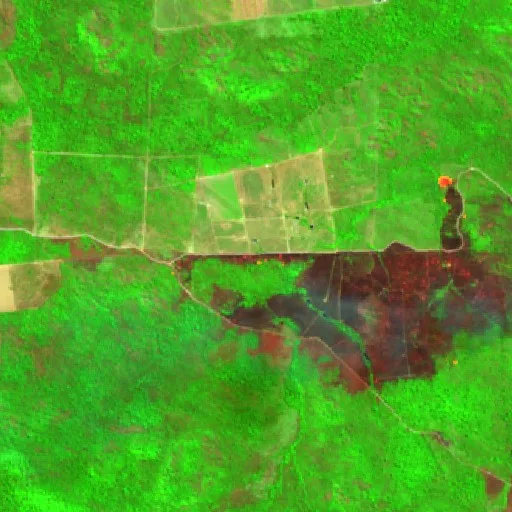 Wildfire near Cachoeira da Serra — Sentinel-2 SWIR (fuego)